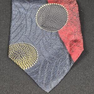 Palatina Men's Tie Red Blue Black Yellow Silk Abstract Geometric Dot Pattern